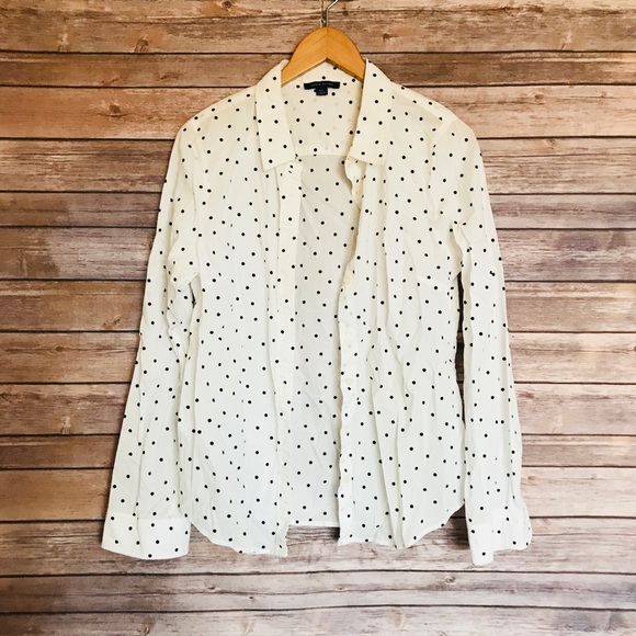Tommy Hilfiger Tops - Tommy Hilfiger white black polka dot button up top